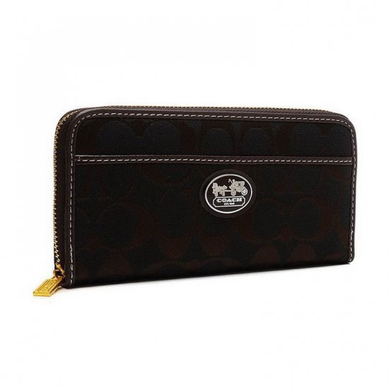 Coach Legacy Accordion Zip In Signature Large Coffee Wallets EUY | Coach Outlet Canada